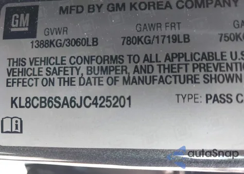 2018 Chevrolet Spark Ls Cvt from USA, damaged, VIN KL8CB6SA6JC425201